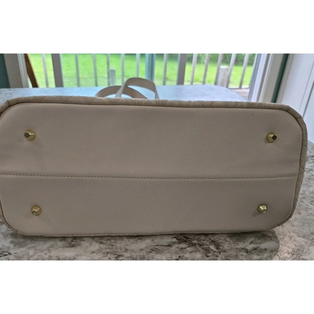 Lovevook Lap Top Bag,Women Quilted Tote Bag Ivory, 15.6